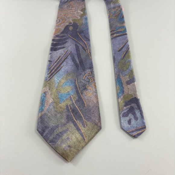 Editions by Van Heusen Purple Floral Men's Tie 3 3/4" x 58" Vintage - Picture 2 of 3